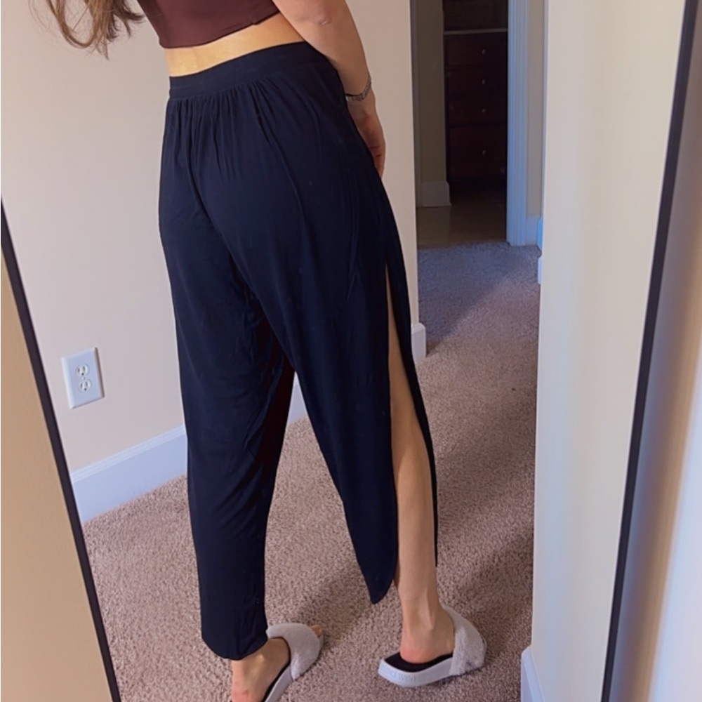 Robin Piccone Black Loose Split Drawstring Pants Small